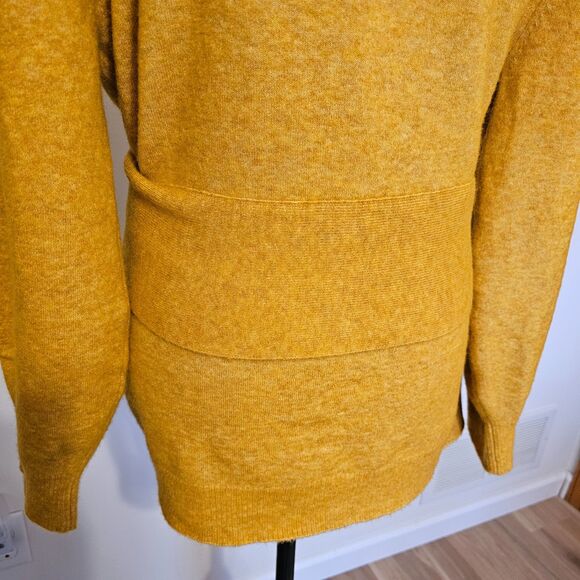VERONICA BEARD Estella Cardigan Belted Yellow Sweater Baby Alpaca Blend Size M - Picture 8 of 14